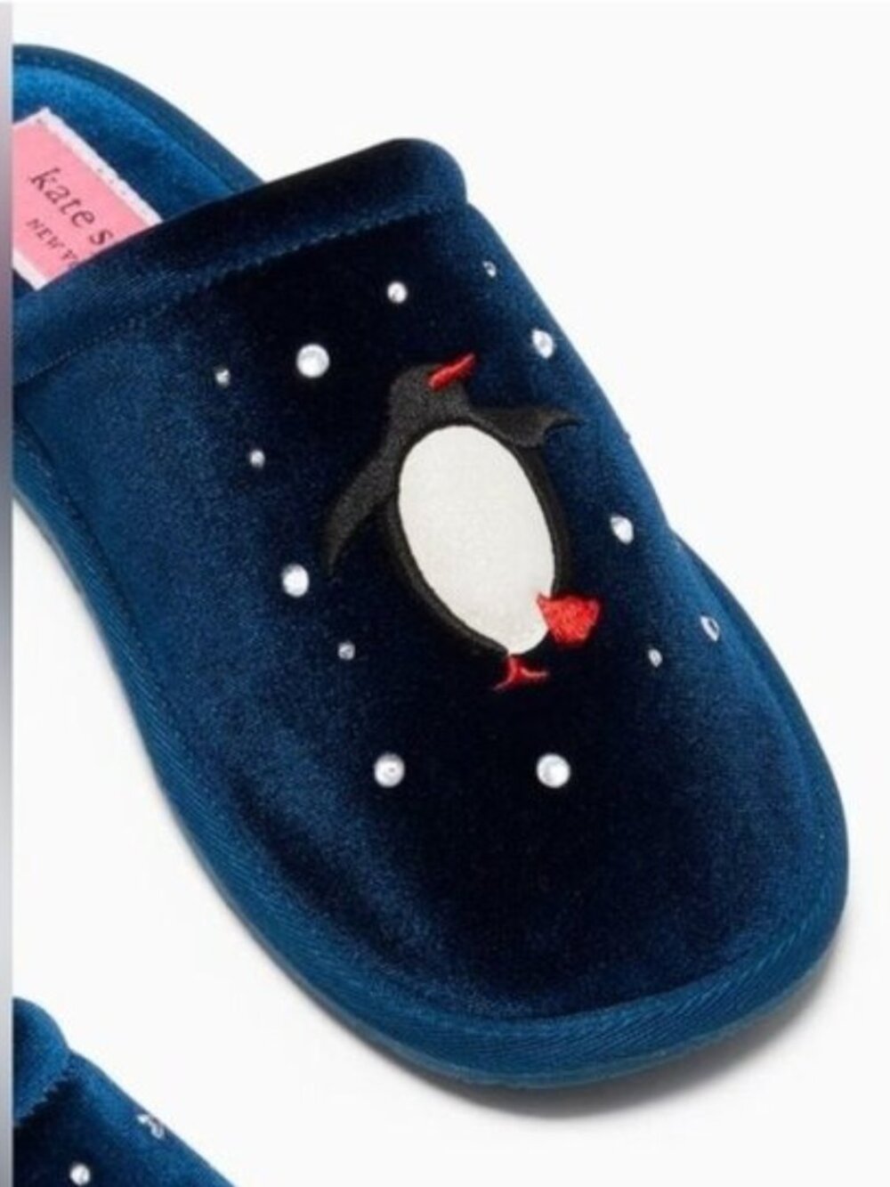 Kate Spade Velvet Penguin Slippers Preppy Cozy Novelty Kitschy Lounge Soft